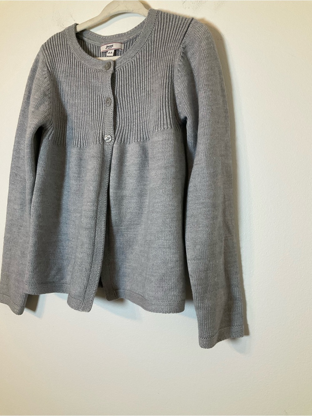 Jacadi Paris Girls Cardigan Gray Knit Button Sweater Size 8A - Picture 3 of 6